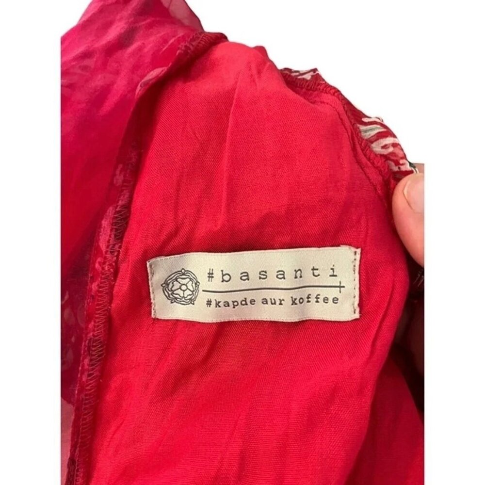 Final Sale! Kalki women's jumpsuit red white beaded flowy long sleeve back zip s - Picture 4 of 9